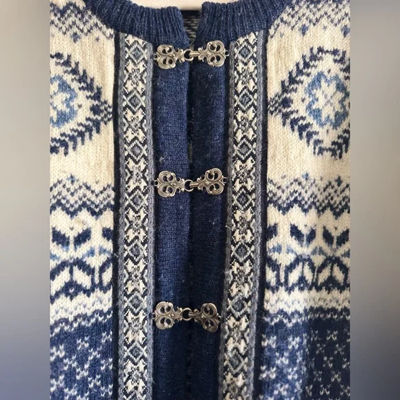 Woolrich vintage Navy and White Nordic Wool Cardigan size large - Picture 4 of 6